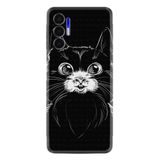 Kılıfland Tecno Pova 3 ile Uyumlu Silikon Kılıf, Platinium Series, Komik Kedi Desenli, Siyah