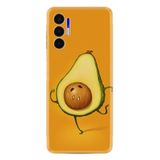 Kılıfland Tecno Pova 3 ile Uyumlu Silikon Kılıf, Platinium Series, Resimli Desenli, Avokado, Turuncu