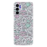 Kılıfland Tecno Pova 3 ile Uyumlu Silikon Kılıf, Platinium Series, Resimli Desenli, I Love You, Pembe-Mint Yeşili