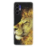 Kılıfland Tecno Pova 3 ile Uyumlu Silikon Kılıf, Resimli Desenli Baskılı, Aslan Motifli, Siyah