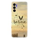 Kılıfland Tecno Pova 3 ile Uyumlu Silikon Kılıf, Resimli Desenli Baskılı, Believe in Yourself, Sarı