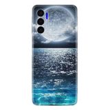 Kılıfland Tecno Pova 3 ile Uyumlu Silikon Kılıf, Resimli Desenli Baskılı, Great Moon, Mavi