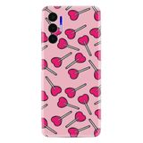 Kılıfland Tecno Pova 3 ile Uyumlu Silikon Kılıf, Resimli Desenli Baskılı, Heart Lollipop, Pembe