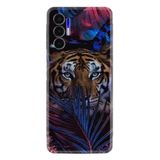 Kılıfland Tecno Pova 3 ile Uyumlu Silikon Kılıf, Resimli Desenli Baskılı, Tiger Çiçek, Renkli