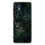 Kılıfland Tecno Pova 3 ile Uyumlu Silikon Kılıf, Resimli Desenli Baskılı, Yeşil Kedi