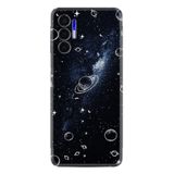 Kılıfland Tecno Pova 3 ile Uyumlu Silikon Kılıf, Resimli Desenli, Platinium Series, Galaxy Temalı, Siyah