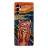 Kılıfland Tecno Pova 3 ile Uyumlu Silikon Kılıf, Sanat Tasarım, Renkli Kedi Baskı