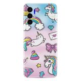 Kılıfland Tecno Pova 3 ile Uyumlu Silikon Kılıf, Unicorn Desen, Renkli