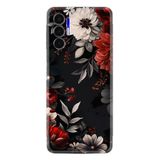 Kılıfland Tecno Pova 3 Kılıf, Boutique Baskılı, Çiçek Desenli, Siyah