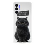 Kılıfland Tecno Pova 3 Kılıf, Boutique Baskılı, Don't Touch Cat Tasarımı, Beyaz