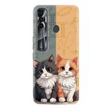 Kılıfland Tecno Pova 3 Kılıf, Boutique Baskılı, İkiz Kediler Desenli, Renk86