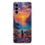 Kılıfland Tecno Pova 3 Kılıf, Boutique Baskılı, Manzara Kedi Desenli, Renkli