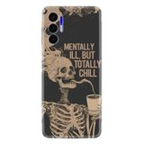 Kılıfland Tecno Pova 3 Kılıf, Boutique Baskılı, Mentally Ill But Totally Chill Tasarım, Siyah