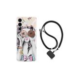 Kılıfland Tecno Pova Neo 2 ile Uyumlu Ipli Boyun Askılı Desenli Silikon Kılıf, Donut Girl, Renk4408
