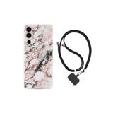 Kılıfland Tecno Pova Neo 2 ile Uyumlu Ipli Boyun Askılı Desenli Silikon Kılıf, Marble, Pembe