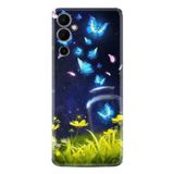 Kılıfland Tecno Pova Neo 2 ile Uyumlu Kılıf, Silikon, Resimli Desenli Baskılı, Kelebek Çiçek, Mavi