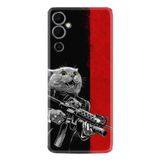 Kılıfland Tecno Pova Neo 2 ile Uyumlu Silikon Kılıf, Çılgın Kedi Deseni, Kırmızı-Siyah