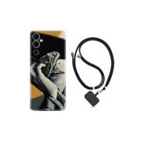 Kılıfland Tecno Pova Neo 2 ile Uyumlu Silikon Kılıf, İpli Boyun Askılı, Desenli, Butterfly Girl, Siyah