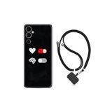 Kılıfland Tecno Pova Neo 2 ile Uyumlu Silikon Kılıf, İpli Boyun Askılı, Desenli, Love Brain, Siyah