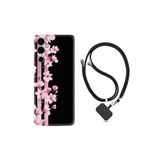 Kılıfland Tecno Pova Neo 2 ile Uyumlu Silikon Kılıf, İpli Boyun Askılı, Desenli, Pink Flowers