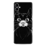 Kılıfland Tecno Pova Neo 2 ile Uyumlu Silikon Kılıf, Platinium Series, Komik Kedi Desenli, Siyah