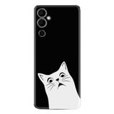 Kılıfland Tecno Pova Neo 2 ile Uyumlu Silikon Kılıf, Platinium Series, Şaşkın Kedi Desenli, Siyah
