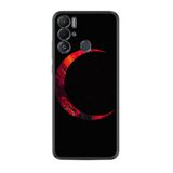 Kılıfland Tecno Pova Neo 2 ile Uyumlu Silikon Kılıf, Red Moons Deseni, Siyah