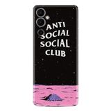 Kılıfland Tecno Pova Neo 2 ile Uyumlu Silikon Kılıf, Resimli Desenli Baskılı, Anti Social Social Club, Siyah Pembe