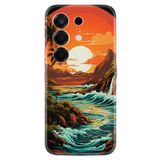 Kılıfland Tecno Pova Neo 2 Kılıf, Boutique Baskılı, Retro Mountain Tasarım, Turuncu