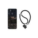 Kılıfland Tecno Pova Neo ile Uyumlu Ipli Boyun Askılı Desenli Silikon Kılıf, Black Car