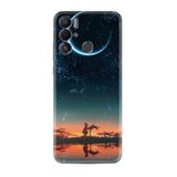 Kılıfland Tecno Pova Neo ile Uyumlu Silikon Kılıf, Ay ve Kız Temalı Özel Seri, Mavi