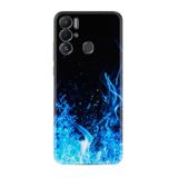 Kılıfland Tecno Pova Neo ile Uyumlu Silikon Kılıf, Blue Fire Desen, Siyah