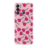 Kılıfland Tecno Pova Neo ile Uyumlu Silikon Kılıf, Desenli Baskılı, Heart Lollipop, Pembe