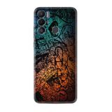 Kılıfland Tecno Pova Neo ile Uyumlu Silikon Kılıf, Desenli Tuval, Siyah-Turkuaz-Turuncu