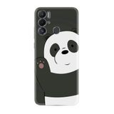 Kılıfland Tecno Pova Neo ile Uyumlu Silikon Kılıf, Hello Panda Desen, Şeffaf Arka Kapak, Siyah-Beyaz