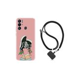 Kılıfland Tecno Pova Neo ile Uyumlu Silikon Kılıf, İpli Boyun Askılı, Desenli, Pembe