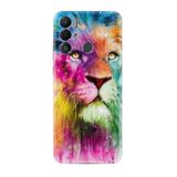 Kılıfland Tecno Pova Neo ile Uyumlu Silikon Kılıf, Renkli Desenli Baskılı, Aslan Motifi
