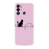 Kılıfland Tecno Pova Neo ile Uyumlu Silikon Kılıf, Resimli Desenli Baskılı, Kedi Kalp Motifi, Pembe