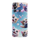 Kılıfland Tecno Pova Neo Kılıf, Boutique Baskılı, Kedi ve Kalp Desenli, Mavi