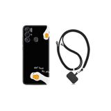 Kılıfland Tecno Pova Neo Kılıf, İpli Boyun Askılı, Desenli Silikon, Don't Touch Duck, Siyah-Beyaz