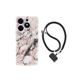 Kılıfland Tecno Spark 10 Pro ile Uyumlu Boyun Askılı Silikon Kılıf, Marble Desenli, Renkli