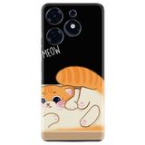 Kılıfland Tecno Spark 10 Pro ile Uyumlu Kılıf, Hayat Serisi, Meow Desenli, Silikon, Arka Kapak, Turuncu