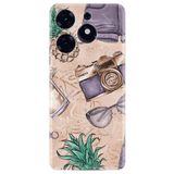 Kılıfland Tecno Spark 10 Pro ile Uyumlu Kılıf, Silikon, Ananas Camera Glass Desenli, Baskılı