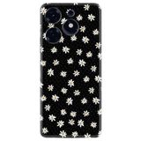 Kılıfland Tecno Spark 10 Pro ile Uyumlu Kılıf, Silikon, Platinium Series, Papatyalar Desenli, Siyah
