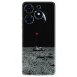 Kılıfland Tecno Spark 10 Pro ile Uyumlu Silikon Kılıf, Astronoot Red Balloon Desen, Siyah
