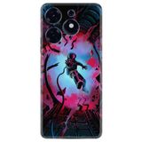 Kılıfland Tecno Spark 10 Pro ile Uyumlu Silikon Kılıf, Astronot Attack Deseni, Renkli