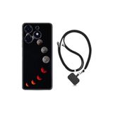 Kılıfland Tecno Spark 10 Pro ile Uyumlu Silikon Kılıf, Boyun Askılı, Desenli, Siyah