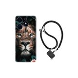 Kılıfland Tecno Spark 10 Pro ile Uyumlu Silikon Kılıf, Boyun Askılı, Leon Flowers Desenli