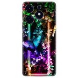 Kılıfland Tecno Spark 10 Pro ile Uyumlu Silikon Kılıf, Butterfly Neon Desen, Renkli