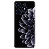 Kılıfland Tecno Spark 10 Pro ile Uyumlu Silikon Kılıf, Çiçek Deseni, Siyah